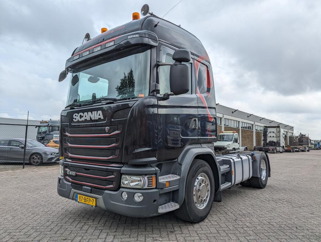 Scania G410 4x2 Highline Euro6 Retarder - PTO - WF / KiepHydrauliek - Alcoa's (T1341) | Tractors | Standaard trekker