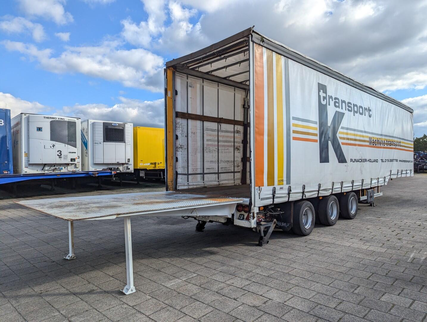 Burg BPO 12-27 SKNXX Semi Low Loader 3-Axles BPW - Sliding tarpaulin / Sliding roof / Lifting roof - Hydraulic ramp 9000KG | Trailers | Semi-dieplader