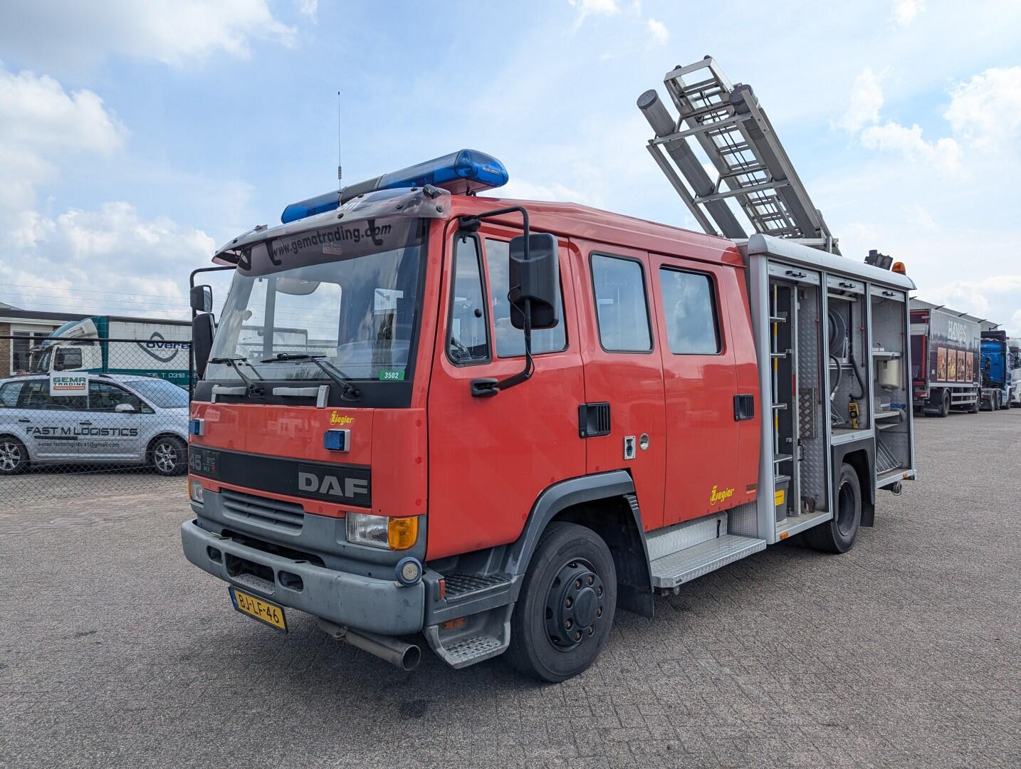 DAF AE45CE 210FF 4x2 Euro2 Ziegler TS08 LD2.800 HD265 T1.500Liters - 8 persoons - ManualGearbox | Vrachtwagens | Brandweerwagen