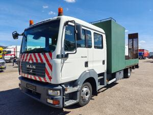 MAN TGL 12.210 4x2 DOKA Euro4 - OpenLaadBak + HydraulischeRampen - Handgeschakeld - 6 ZitPlaatsen