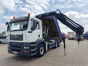 MAN TGA 26.320 6x2/4 DagCab Euro5 - Kipper 5.6m + Hydr ZijBorden + Hiab 166E-5 HIPRO RadioGrafisch 5e6e Functie - Vangmuil