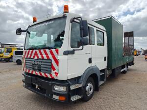 MAN TGL 12.210 4x2 Dubbele Cabine Euro4 - Doka - OpenLaadBak + HydraulischeRamp - Handgeschakeld