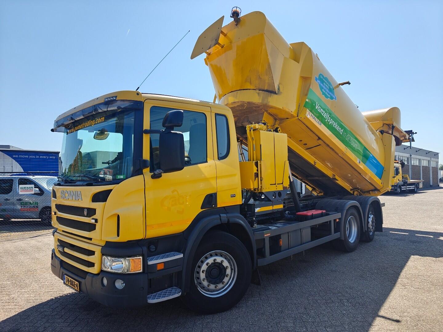 Scania P280 6x2/4 DagCabine Euro 5 - Haller ZijLader SLF 22m³ - Lifter 01602 - 360 Graden Camera | Vrachtwagens | Vuilniswagen