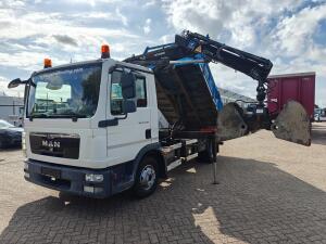 MAN TGL 12.250 4x2 DagCabine Euro5 - Terex 65.2 + Tizmar Grijper + Remote Control - Forez Kipper - Vol Blad - SmartTacho V2