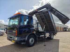 DAF CF75.250 4x2 DagCabine Euro3 - 2Zijde Kipper + Hiab102 - 178.320KM - HandGeschakeld - Vol Blad